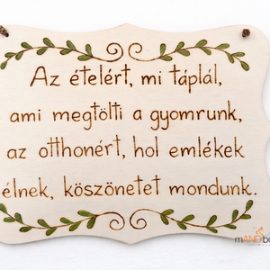 Konyhai áldás pirogravírozott kép, Otthon & Életmód, Konyhafelszerelés, tálalás, Konyhai dekoráció, Konyhai dísz, Gravírozás, pirográfia, MESKA