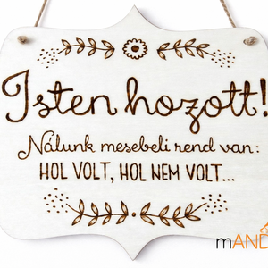 Mesebeli rend pirogravírozott kép - otthon & életmód - dekoráció - ajtó- és ablak dekoráció - ajtódísz & kopogtató - Meska.hu