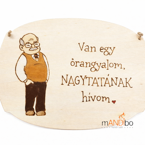Nagyapának készült képecske , Otthon & Életmód, Dekoráció, Ajtó- és ablak dekoráció, Ajtódísz & Kopogtató, Gravírozás, pirográfia, MESKA