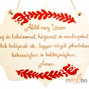 Házi áldás mintás kopogtató - pirogravírozott képecske, Otthon & Életmód, Dekoráció, Ajtó- és ablak dekoráció, Ajtótábla, Gravírozás, pirográfia, MESKA