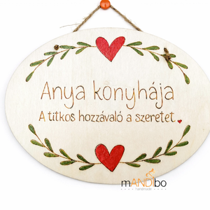 Anya / mama konyhája - személyreszabható pirogravírozott képecske, Otthon & Életmód, Dekoráció, Kép & Falikép, Táblakép, Gravírozás, pirográfia, MESKA