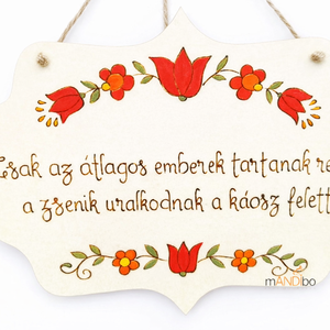 Rend-es átlagos-zseni vicces pirogravírozott kép, Otthon & Életmód, Dekoráció, Ajtó- és ablak dekoráció, Ajtódísz & Kopogtató, Gravírozás, pirográfia, MESKA