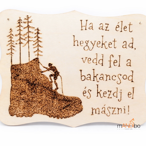 Motivációs idézetes pirogravírozott kép - Meska.hu