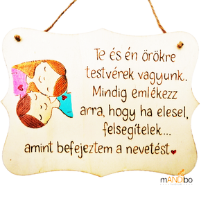 Testvéreknek készült vicces személyreszabható pirogravírozott képecske, Otthon & Életmód, Dekoráció, Kép & Falikép, Fából készült kép, Gravírozás, pirográfia, MESKA