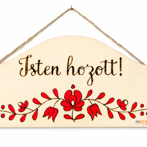 Isten hozott, édes otthon magyaros mintás pirogravírozott kép  - Meska.hu