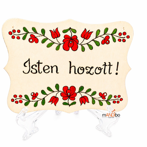 Népies tulipános magyaros mintás Isten hozott pirogravírozott kép - Meska.hu