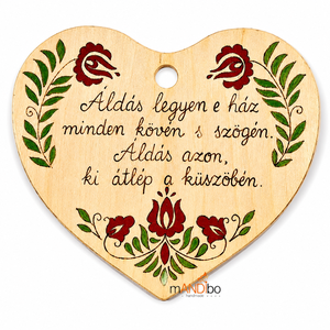 Házi áldás - szív alakú falikép dekoráció - Meska.hu