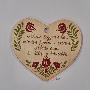 Házi áldás - szív alakú falikép dekoráció - otthon & életmód - dekoráció - kép & falikép - fából készült kép - Meska.hu