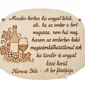 Borfilozófia � Hamvas Béla idézetével díszített fa falitábla - Meska.hu