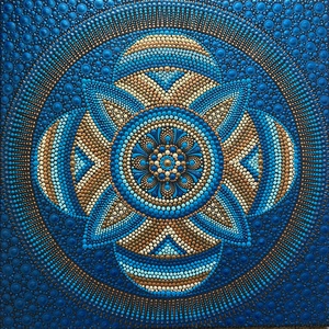 Bronz-kék pontozott mandala - Meska.hu