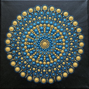 Kék-arany pontozott mandala, Otthon & Életmód, Dekoráció, Spiritualitás, Mandala, Festészet, MESKA