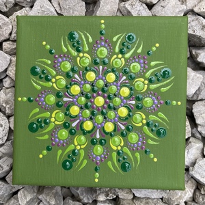 Zöld-lila pontozott mandala - Meska.hu