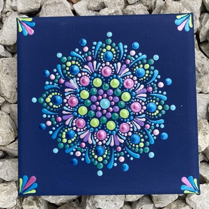 Kék pontozott mandala - Meska.hu