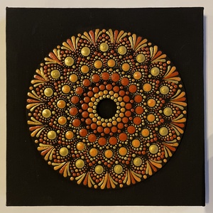 Fekete-narancsszín cd-s pontozott mandala, Otthon & Életmód, Dekoráció, Spiritualitás, Mandala, Festett tárgyak, MESKA