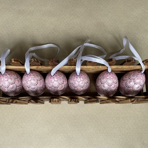 Húsvéti tojás - 6 db, tartóban - ünnepi díszek, dekorációk - húsvéti díszek és dekorációk - húsvéti tojásfadíszek - Meska.hu