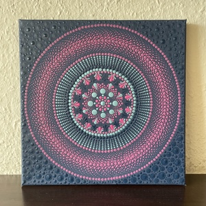 Sötétkék-türkiz-magenta színű pontozott mandala - otthon & életmód - dekoráció - spiritualitás - mandala - Meska.hu