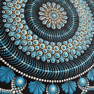 Kék-fehér-arany színű mandala - otthon & életmód - dekoráció - spiritualitás - mandala - Meska.hu