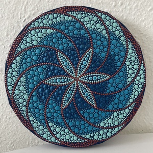 Kék-narancsszín pontozott mandala - otthon & életmód - dekoráció - spiritualitás - mandala - Meska.hu