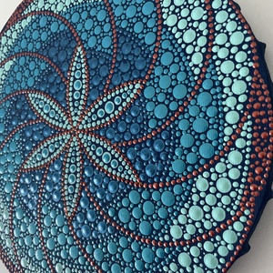 Kék-narancsszín pontozott mandala - otthon & életmód - dekoráció - spiritualitás - mandala - Meska.hu