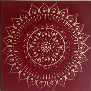 Arany-bordó pontozott mandala, Otthon & Életmód, Dekoráció, Spiritualitás, Mandala, Festett tárgyak, MESKA