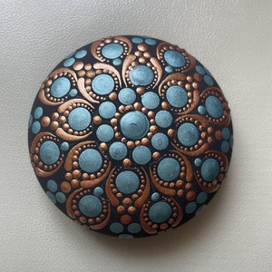 Türkiz-bronz pontozott mandalakő - otthon & életmód - dekoráció - spiritualitás - mandala - Meska.hu
