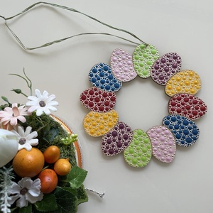 Húsvéti ajtódísz, Ünnepi díszek, dekorációk, Húsvéti díszek és dekorációk, Húsvéti ajtódísz, kopogtató, Festett tárgyak, MESKA
