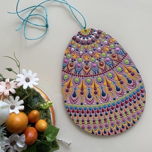 Húsvéti ajtódísz, Ünnepi díszek, dekorációk, Húsvéti díszek és dekorációk, Húsvéti ajtódísz, kopogtató, Festett tárgyak, MESKA