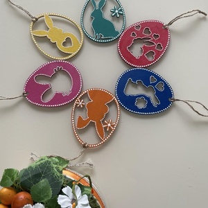 Húsvéti dísz (6 db), Ünnepi díszek, dekorációk, Húsvéti díszek és dekorációk, Húsvéti tojásfadíszek, Festett tárgyak, MESKA