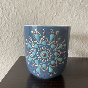Vintage-kék pontozott mandalás bögre - otthon & életmód - konyhafelszerelés, tálalás - tálalás - teás- és kávés pohár, készlet - Meska.hu