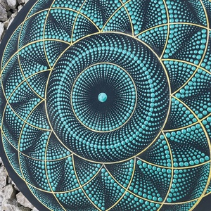 Geometrikus mandala türkiz-arany színben - otthon & életmód - dekoráció - spiritualitás - mandala - Meska.hu