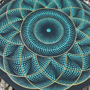 Geometrikus mandala türkiz-arany színben - otthon & életmód - dekoráció - spiritualitás - mandala - Meska.hu