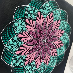 Lila-türkiz pontozott mandala - otthon & életmód - dekoráció - spiritualitás - mandala - Meska.hu