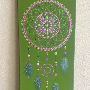 Zöld pontozott álomfogó - otthon & életmód - dekoráció - spiritualitás - mandala - Meska.hu