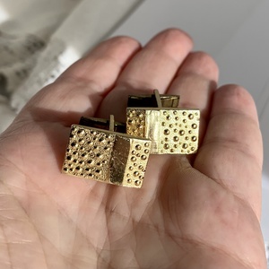 14karát Aranyozott mandzsetták, egyedi retro fém mandzsettagomb a '60-as '70-es évekből, elegáns ajándéktárgy férfinak!  - ékszer - mandzsettagomb és nyakkendőtű - Meska.hu