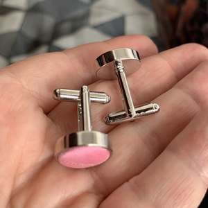 Mandzsettagomb elegáns modern selyemmel bevont acél a '80-as évekből, mandzsetta, férfi ajándék mandzsetta gomb - ékszer - mandzsettagomb és nyakkendőtű - Meska.hu