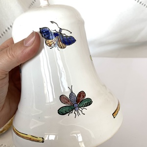 Gyönyörű mázas kerámia harang, vintage kézműves cserép dísz, fali dísz,  ablakdísz 80-as évekből, kerámia csengő - otthon & életmód - dekoráció - fali és függő dekoráció - falra akasztható dekor - Meska.hu