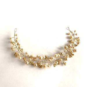 Régi Menyasszonyi tiara hajdísz koszorú - törtfehér színű régi fejék, fejdísz 25 cm, fejkoszorú - esküvő - hajdísz - fejkoszorú - Meska.hu