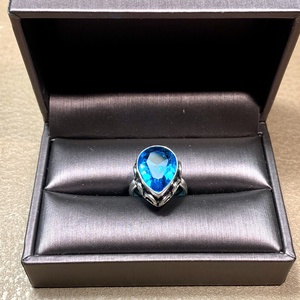925 ezüstözött gyűrű kék topáz szín kővel 7,75 méret (18 mm átmérő) indiai ezüst színű gyűrű, 57 mm körfogat, Ékszer, Gyűrű, Statement gyűrű, Ékszerkészítés, MESKA