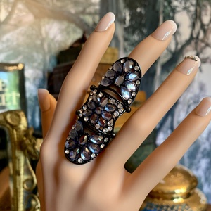 Régi különleges 3 részes fekete strasszos gyűrű az 1980-as évekből, vintage gyűrű - közepes méret, 18-19mm a belső átm, Ékszer, Gyűrű, Többköves gyűrű, Ékszerkészítés, MESKA