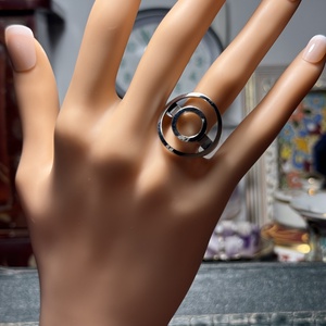 Modern acél gyűrű, geometria mintás gyűrű, modern acél ékszer: 54 mm körméret, Ékszer, Gyűrű, Statement gyűrű, Ékszerkészítés, MESKA