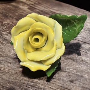 Antik Herendi rózsa, sárga porcelán tearózsa Herend, hibátlan! Asztaldísz romantikus tárgy virág, Otthon & Életmód, Dekoráció, Dísztárgy, Kerámia, MESKA