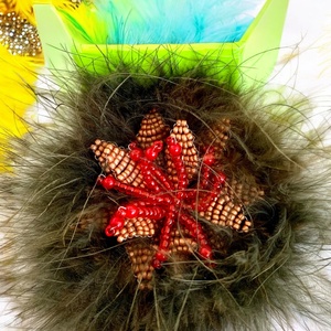 Strucctollas üveggyöngy bross kitűző, vintage bross kabátra, blúzra, zakóra kb. 12 cm, Ékszer, Kitűző és Bross, Kitűző, Ékszerkészítés, MESKA