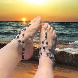 Bokalánc, mezítlábas szandál, boka lánc, strand fesztivál hippi lábdísz, bohém bokalánc - ékszer - lábdísz és testékszer - bokalánc - Meska.hu