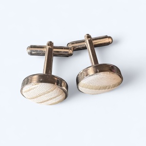 Elegáns selyemmel bevont vintage acél mandzsettagomb a '80-as évekből, mandzsetta, férfi ajándék mandzsetta gomb uraknak, Ékszer, Mandzsettagomb és Nyakkendőtű, Ékszerkészítés, MESKA