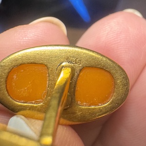 Aranyozott ezüst balti borostyán vintage mandzsettagomb elegáns mandzsetta 60as évekből, férfi ajándék mandzsetta gomb - ékszer - mandzsettagomb - Meska.hu