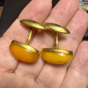 Aranyozott ezüst balti borostyán vintage mandzsettagomb elegáns mandzsetta 60as évekből, férfi ajándék mandzsetta gomb - ékszer - mandzsettagomb - Meska.hu