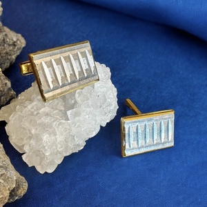 Extravagáns egyedi retro fém mandzsettagomb a '60-as '70-es évekből, csillogó acélból, elegáns ajándéktárgy férfinak! - ékszer - mandzsettagomb és nyakkendőtű - Meska.hu