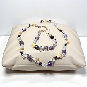 Multikolor ametiszt drágakő nyaklánc és karkötő szett, vintage drágakő-keverék nyaklánc, ásványékszer, drágakőékszer - ékszer - ékszerszett - Meska.hu