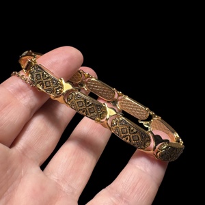 24 karát aranyozott Damascene karkötő, damasztén toledói karperec, Toledó spanyol ékszer, damascene karperec, damaszkén - ékszer - karkötő - karperec - Meska.hu