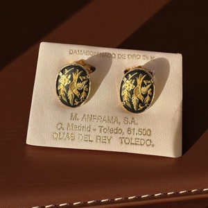 24 karát aranyozott Damascene karkötő, damasztén toledói karperec, Toledó spanyol ékszer, damascene karperec, damaszkén - ékszer - fülbevaló - klipsz - Meska.hu